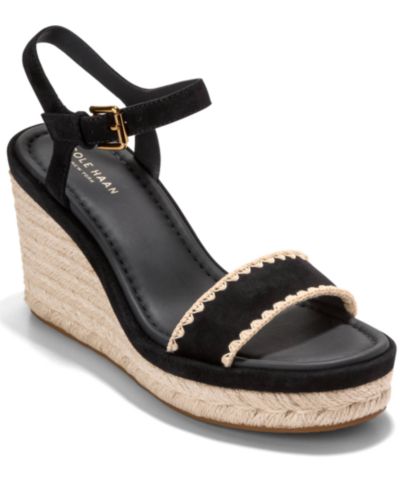 Black Suede, Natural Raffia