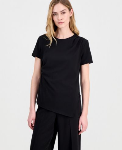 Anne Klein Women's Draped-Front Short-Sleeve Top