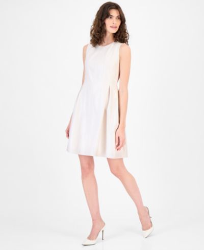 Платье Anne Klein Women's Sleeveless Faux-Leather Fit & Flare