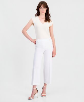 Брюки Anne Klein Women's Stretch Crepe Wide-Leg Cropped Pull-On