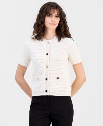 Женский хлопковый кардиган Anne Klein Open-Knit