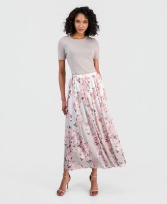 Anne Klein Women's Mesh Pull-On Floral Maxi Skirt