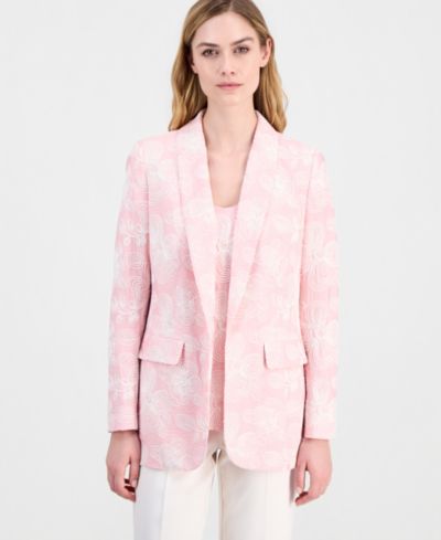 Женский блейзер Anne Klein Women's Embroidered Shawl-Collar Open-Front Blazer