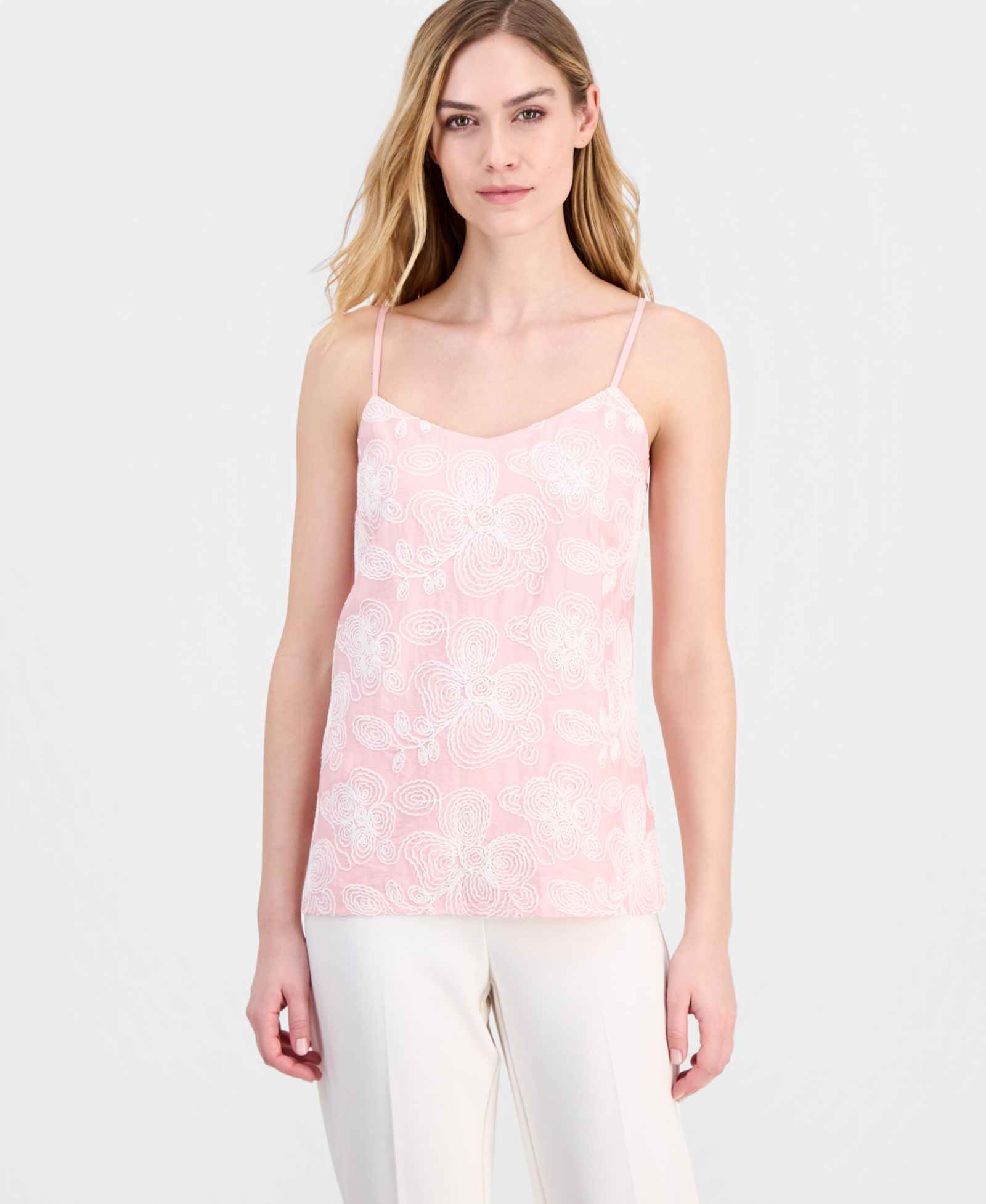 Женский топ Anne Klein Embroidered V-Neck Camisole