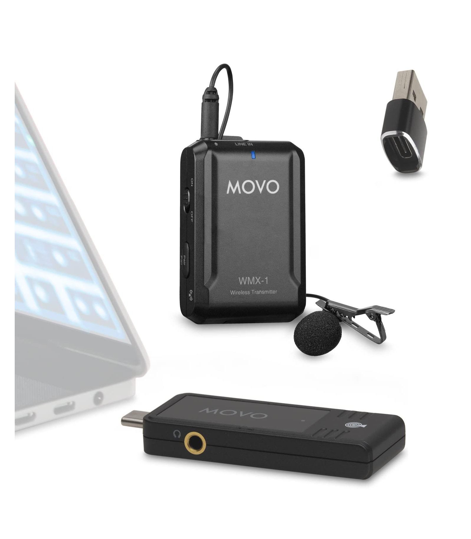 Movo Wmx-1-Ul Wireless Lavalier Microphone System for USB-C or USB-A