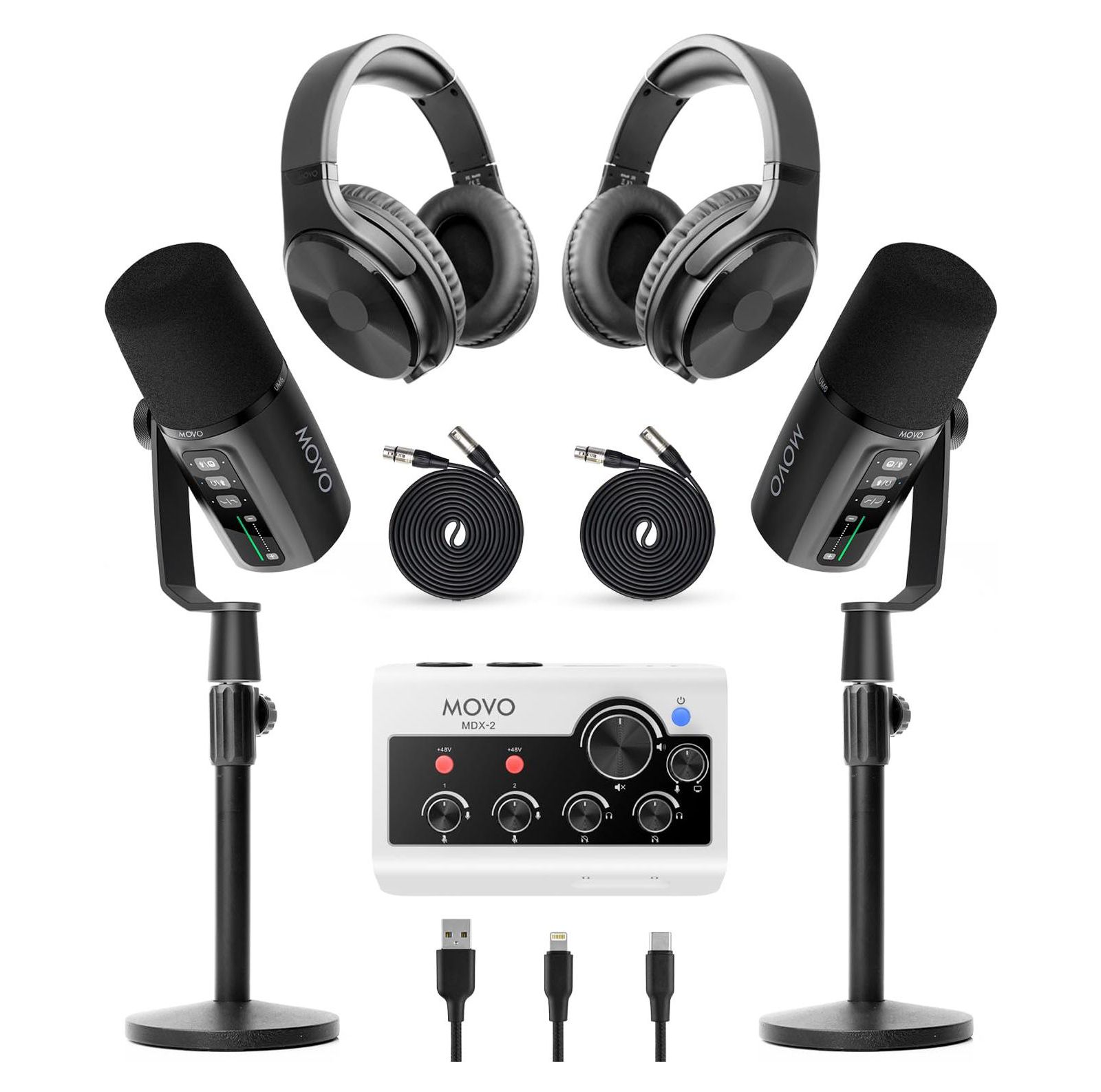 Movo PodPro Podcast Equipment Bundle for PC, Mac, iPhone, and Android