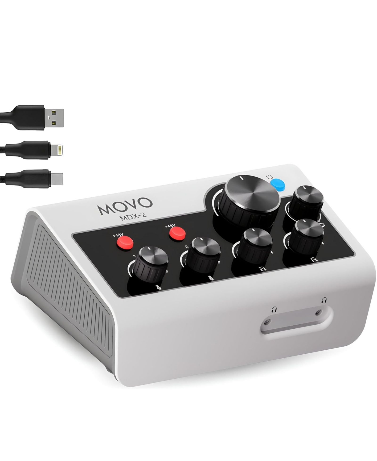 Аудиоинтерфейс Movo MDX-2 2-канальный XLR портативный, совместимый с PC, Mac, iPhone, iPad и Android