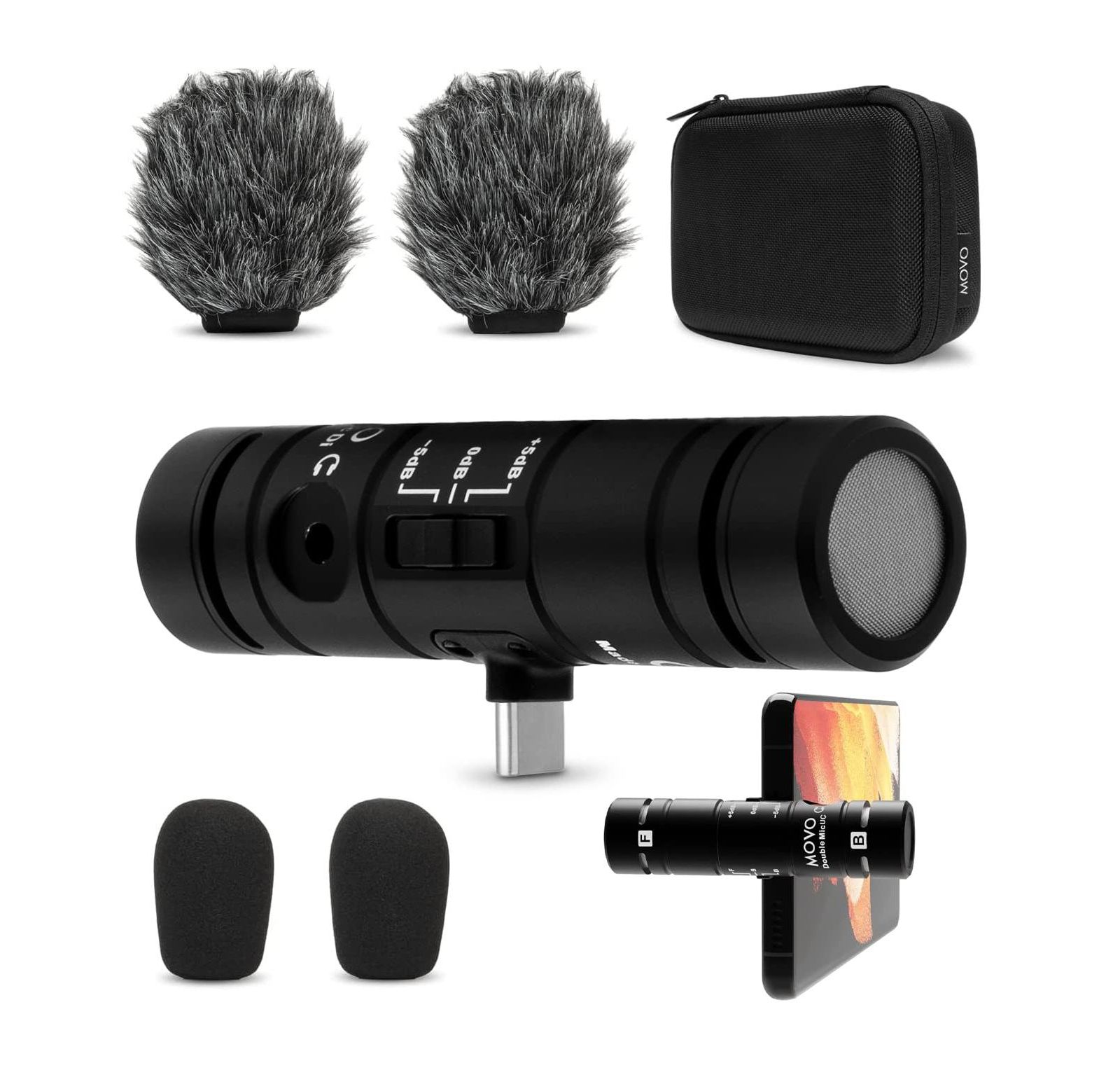 Movo DoubleMic-UC Dual-Capsule Cardioid Condenser Microphone Compatible with USB-C Devices