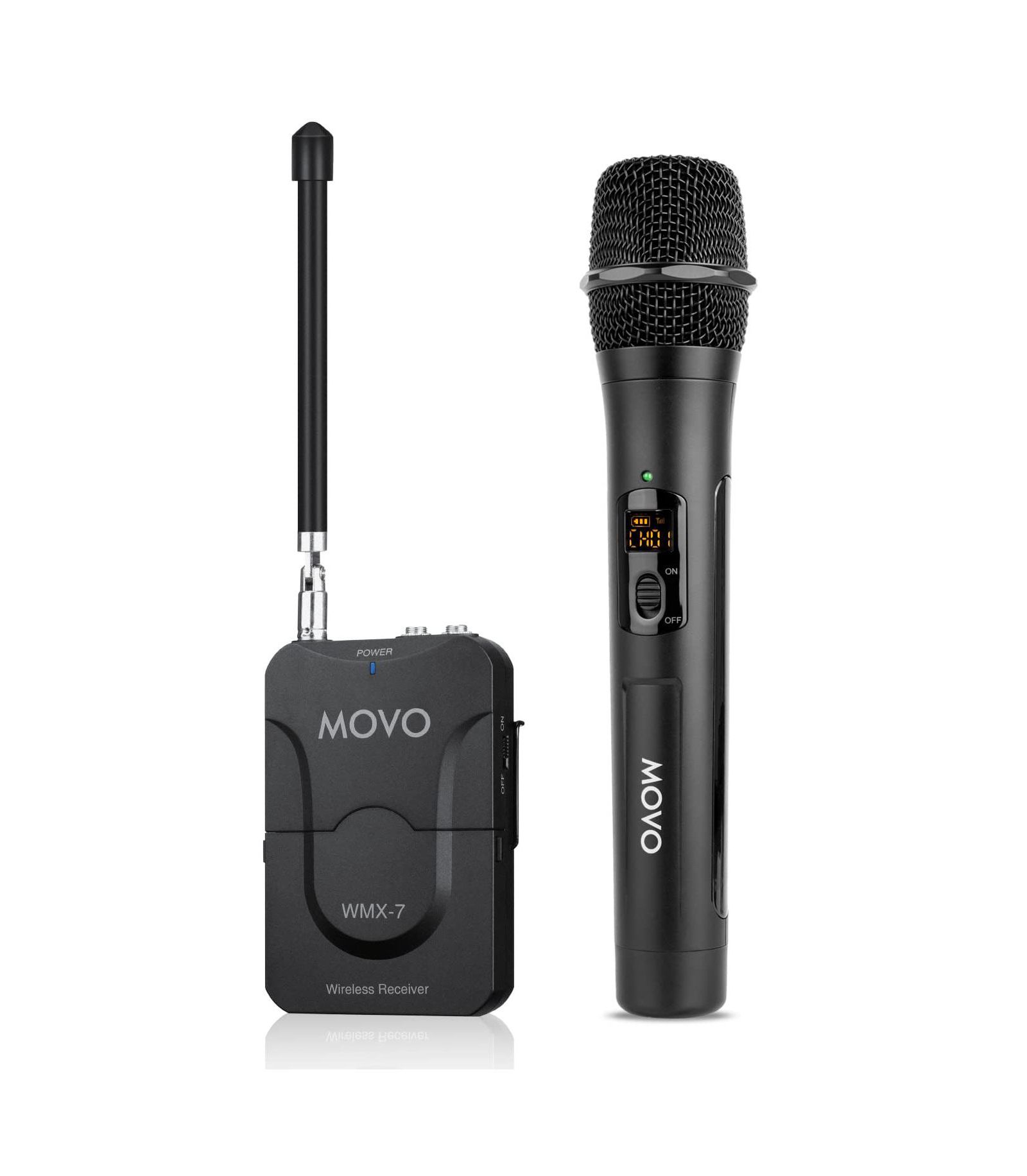 Movo Wmx-7-Th-Rx Wireless Handheld 12-Channel VHF Microphone System for Cameras