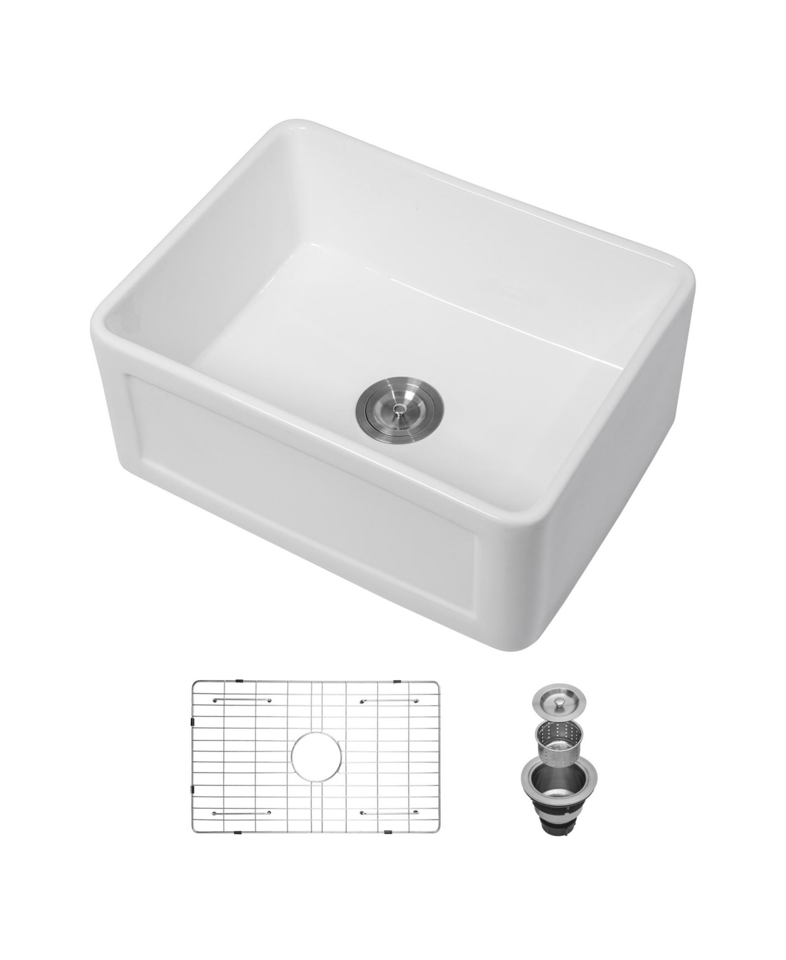 Раковина flynama 24inch Ceramic Farmhouse Kitchen Sink Single Bowl Rectangular Vessel Apron Front