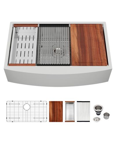 Кухонная мойка Flynama 30x21x9inch Farmhouse Kitchen Sink Workstation Stainless Steel 16 Gauge Apron Front