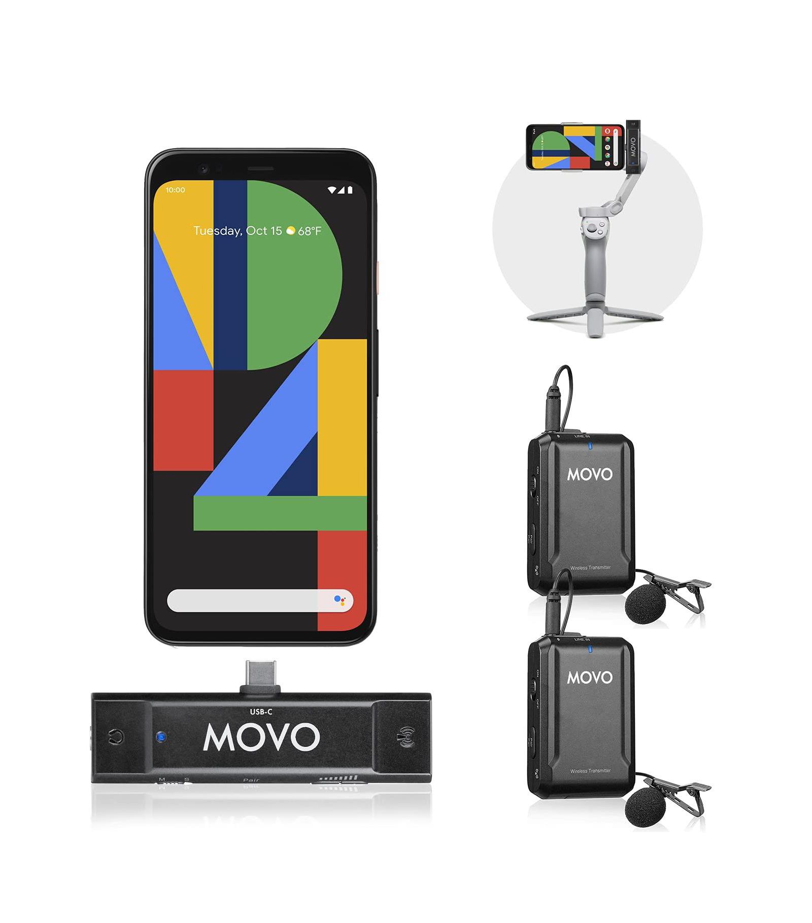 Movo Edge-Uc-Duo Wireless Dual Lavalier Microphone System Compatible with Android, Samsung, Google Pixel, OnePlus, and iPad Pro