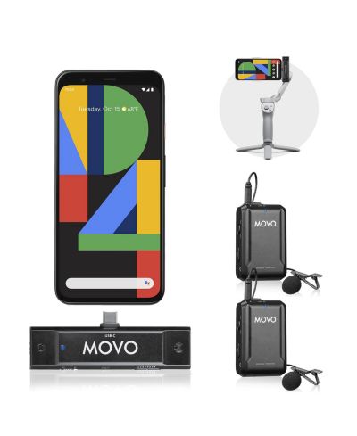 Двойная беспроводная система лавальевых микрофонов Movo EDGE-UC-DUO, совместима с Android, Samsung, iPad Pro