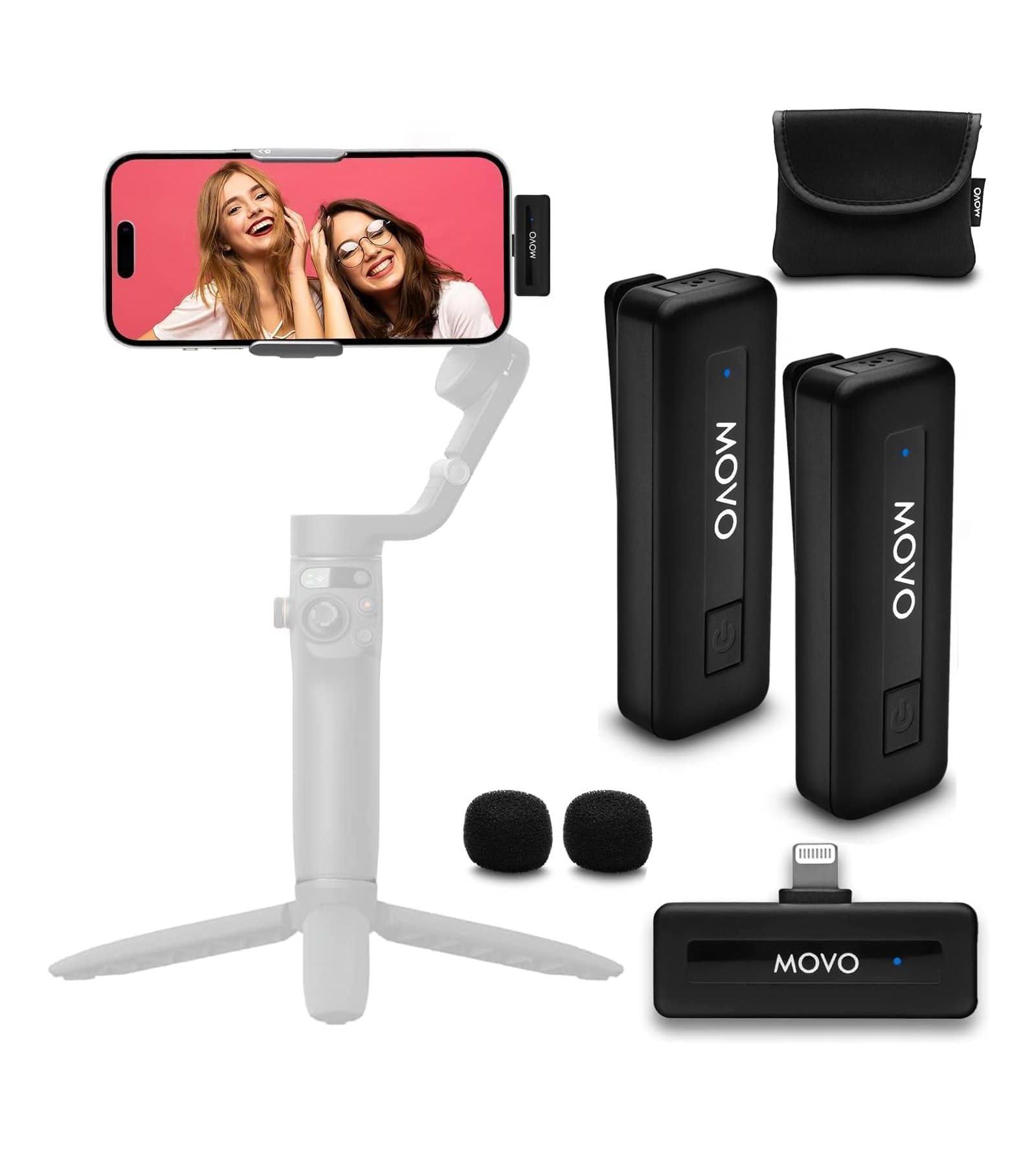 Movo Wireless Mini Di Duo Dual-Microphone Lavalier Microphones for iPhone