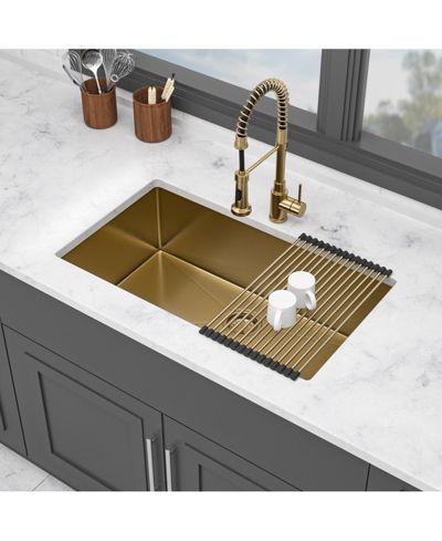 Кухонная мойка Flynama Stainless Steel Undermount Farmhouse Single Bowl с решеткой 32x19x10-Inch