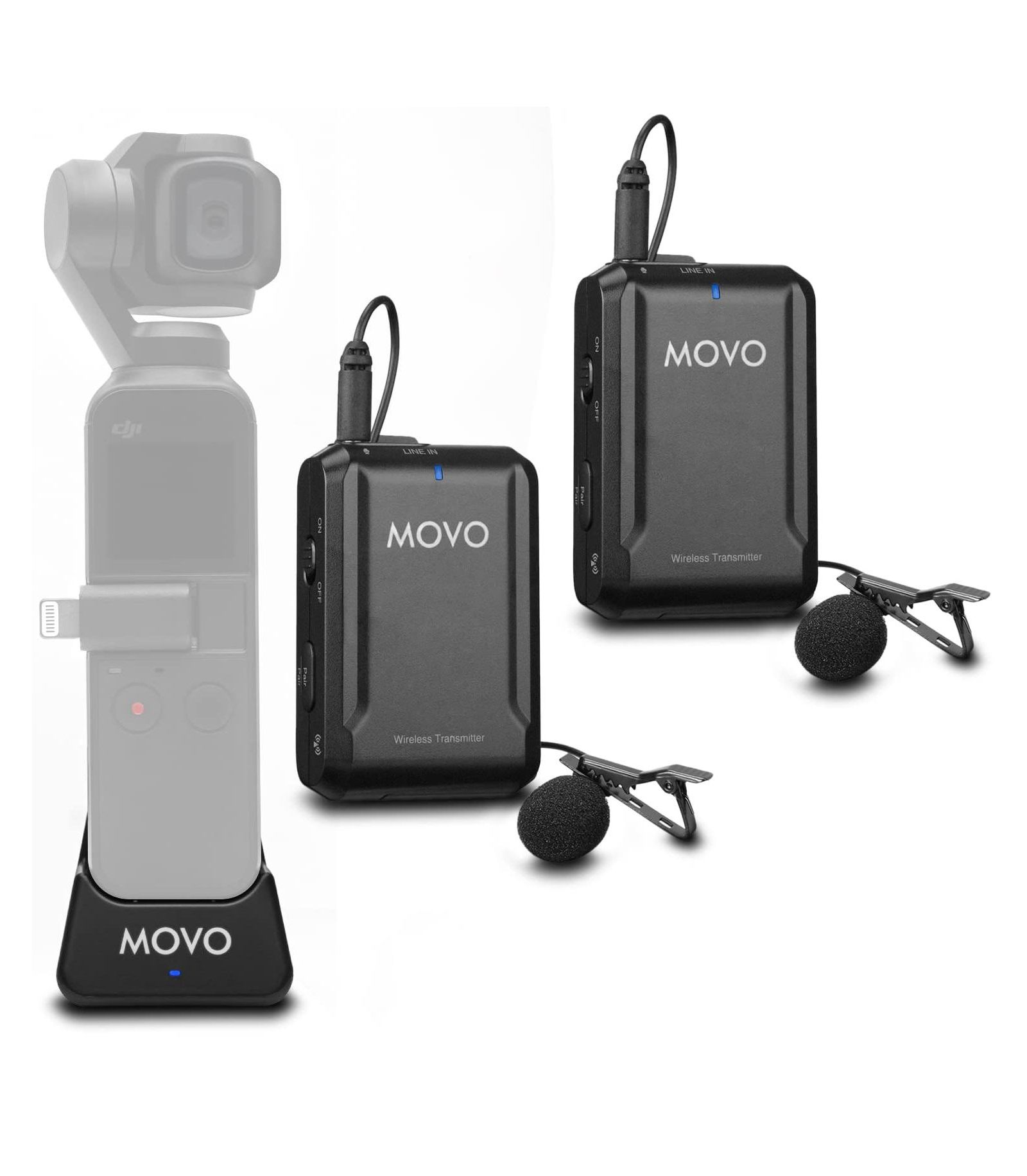 Movo Edge-Op-Duo Dual-Wireless Lavalier Microphone System for DJI Osmo Pocket 1 and 2