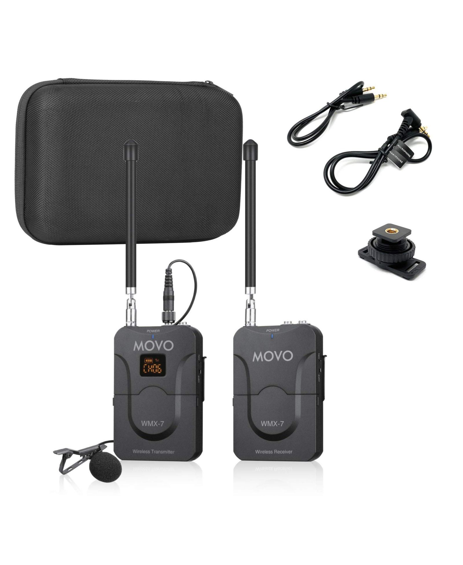 Movo WMX-7 Wireless 12-Channel Lavalier Microphone System for DSLR Cameras, Camcorders, and Smartphones