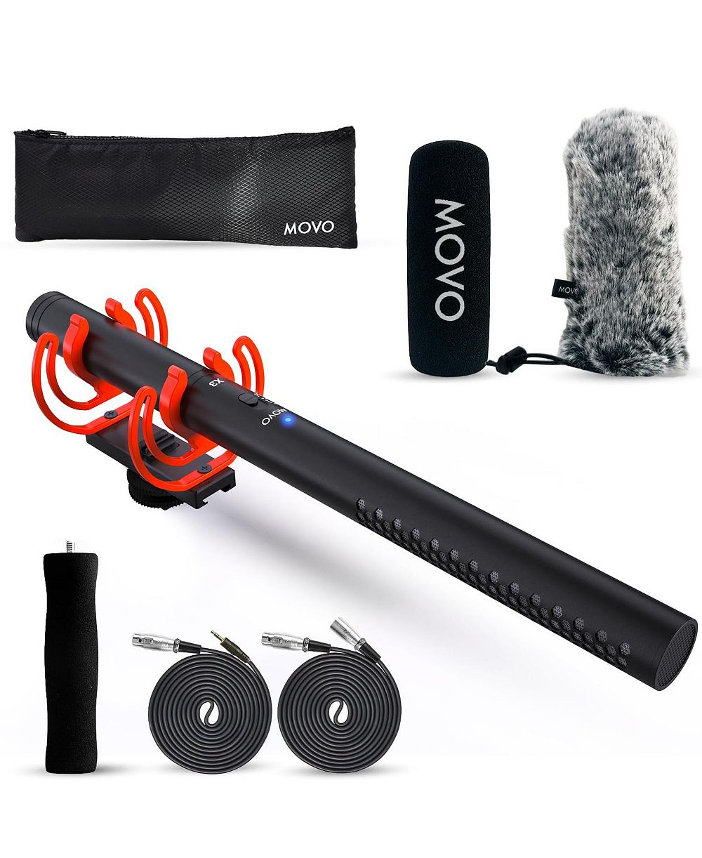 Movo X3-II Shotgun Microphone for Camera - 11" XLR Supercardioid Boom Mic for Filmmaking, DSLR Video, Interviews and Content Creation