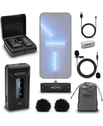 Беспроводной микрофон Movo WMX-2-L для iPhone с зарядным кейсом (Lightning)