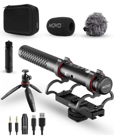 Movo X1 микрофон-пушка Supercardioid 3.5mm/XLR/USB-C для DSLR, смартфонов и компьютеров