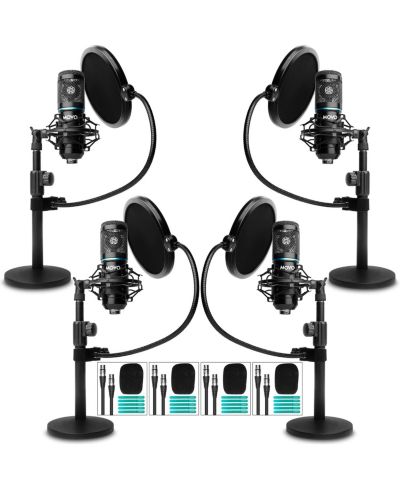 Movo Podcasting microphone bundle 4-pack с подставкой и поп-фильтром для XLR