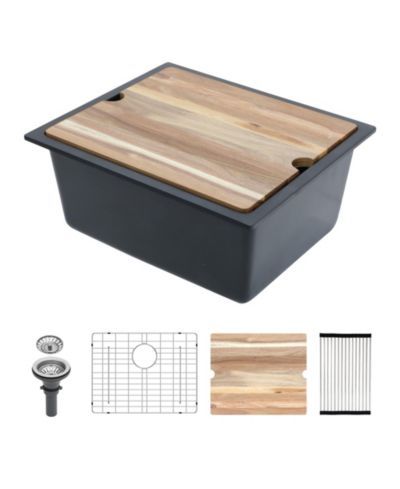 Кухонная мойка flynama 21x18x9.65inch из гранитного композита черного цвета