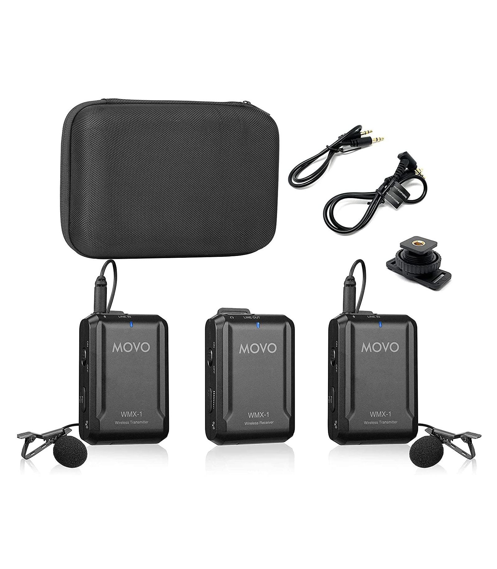 Movo Wmx-1-duo Dual Wireless Lavalier 2.4GHz Microphone System Compatible with Cameras and Smartphones