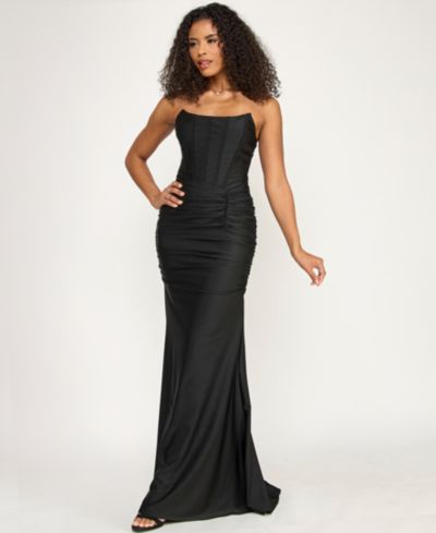 Emerald Sundae Juniors' Ruched Corset Gown