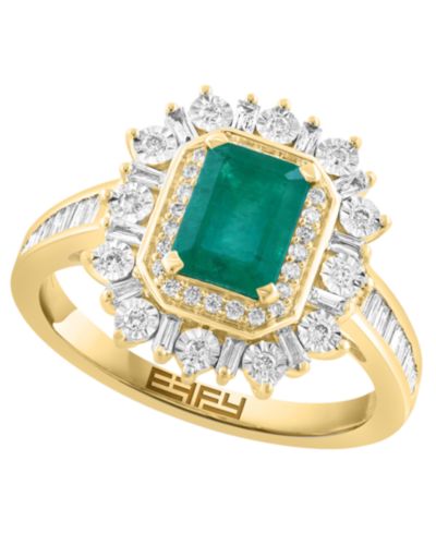 EFFY Collection Emerald (7/8 ct. t.w.) & Diamond (1/2 ct. t.w.) Ring in 14k White Gold (Also Available in 14k Yellow Gold)