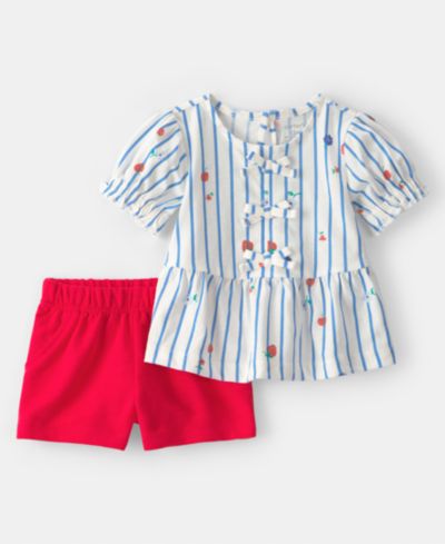 Carter's Baby Girls' Strawberry Printed Top and Shorts, 2-Piece Set