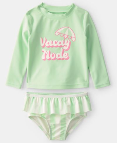 Детский купальник Carter's Baby Girls' Vacay Mode Rashguard, 2-Piece Set