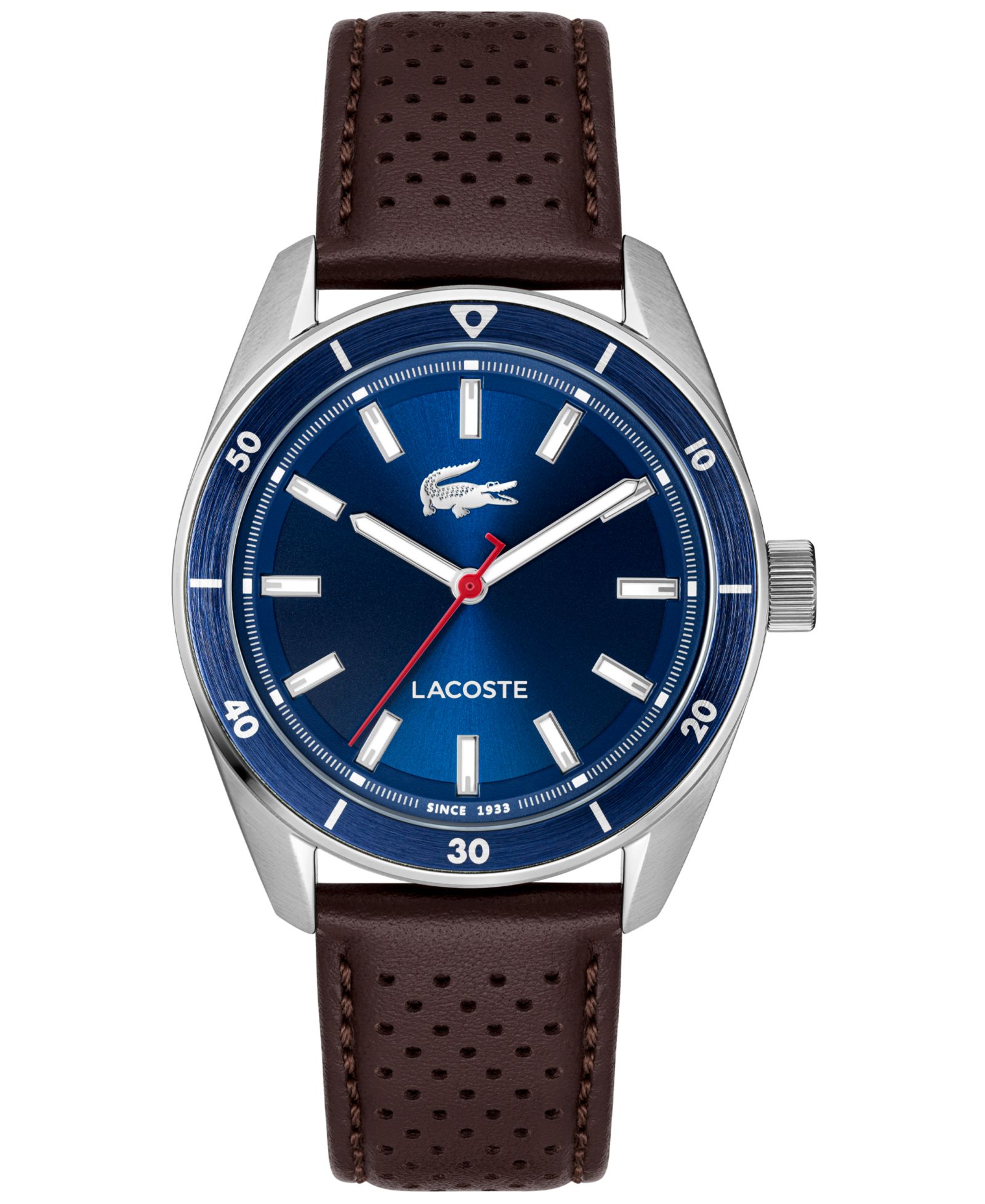 Lacoste Men's Boston Brown Leather Strap Watch, 39mm