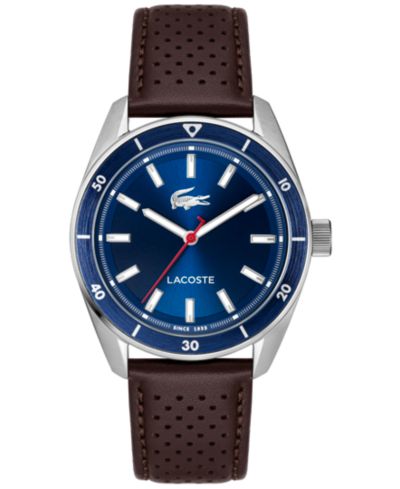 Мужские часы Lacoste Boston Brown с кожаным ремешком, 39mm
