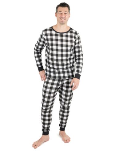 Мужская хлопковая клетчатая пижама Leveret Big & Tall Two Piece