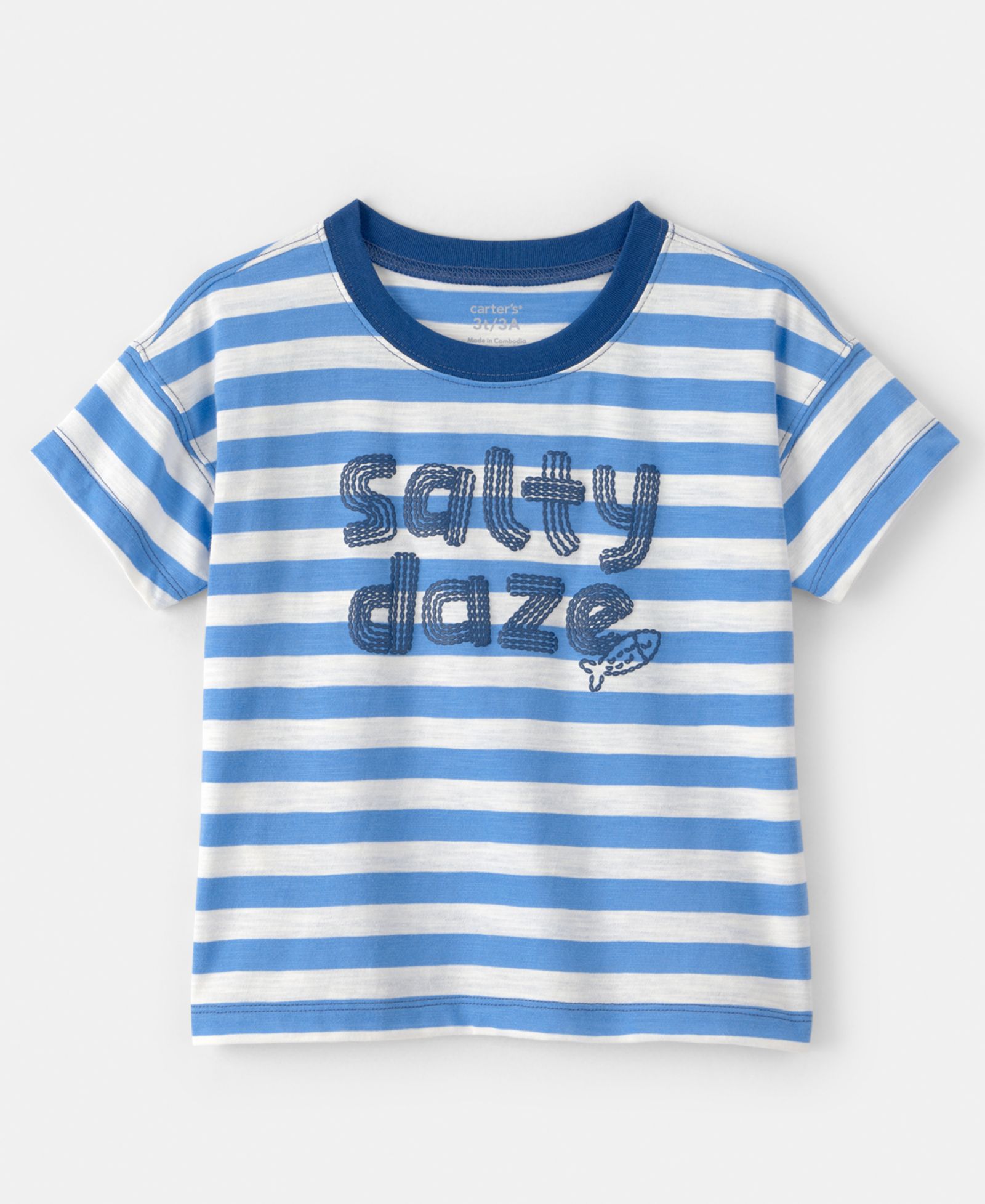 Детская футболка Carter's Salty Daze с графическим принтом и полоской, 2T-5T