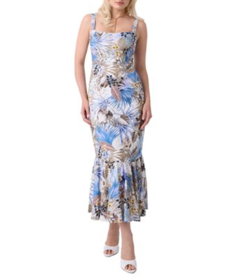 GUESS Women's Rory Linen-Blend Ruffled Hem Dress