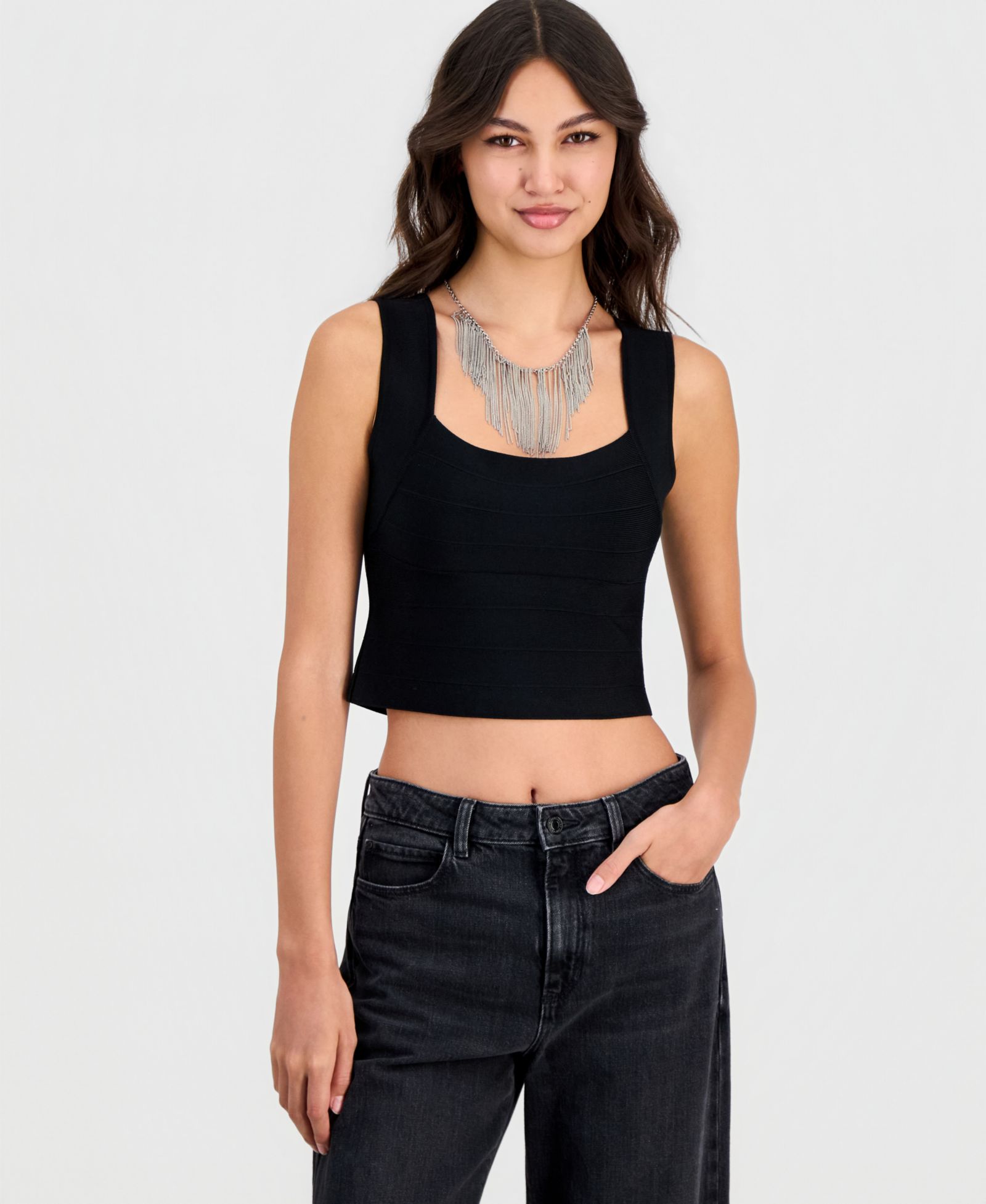 GUESS Women's Karmen Mirage Back-Cutout Cropped Tank Top