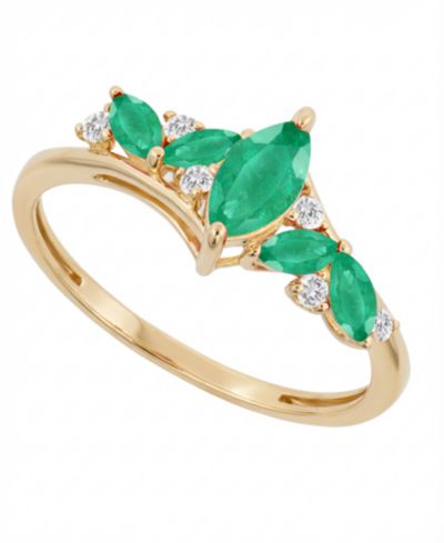 Кольцо с рубином (7/8 ct. t.w.) и бриллиантом (1/10 ct. t.w.) в 14k желтом золоте