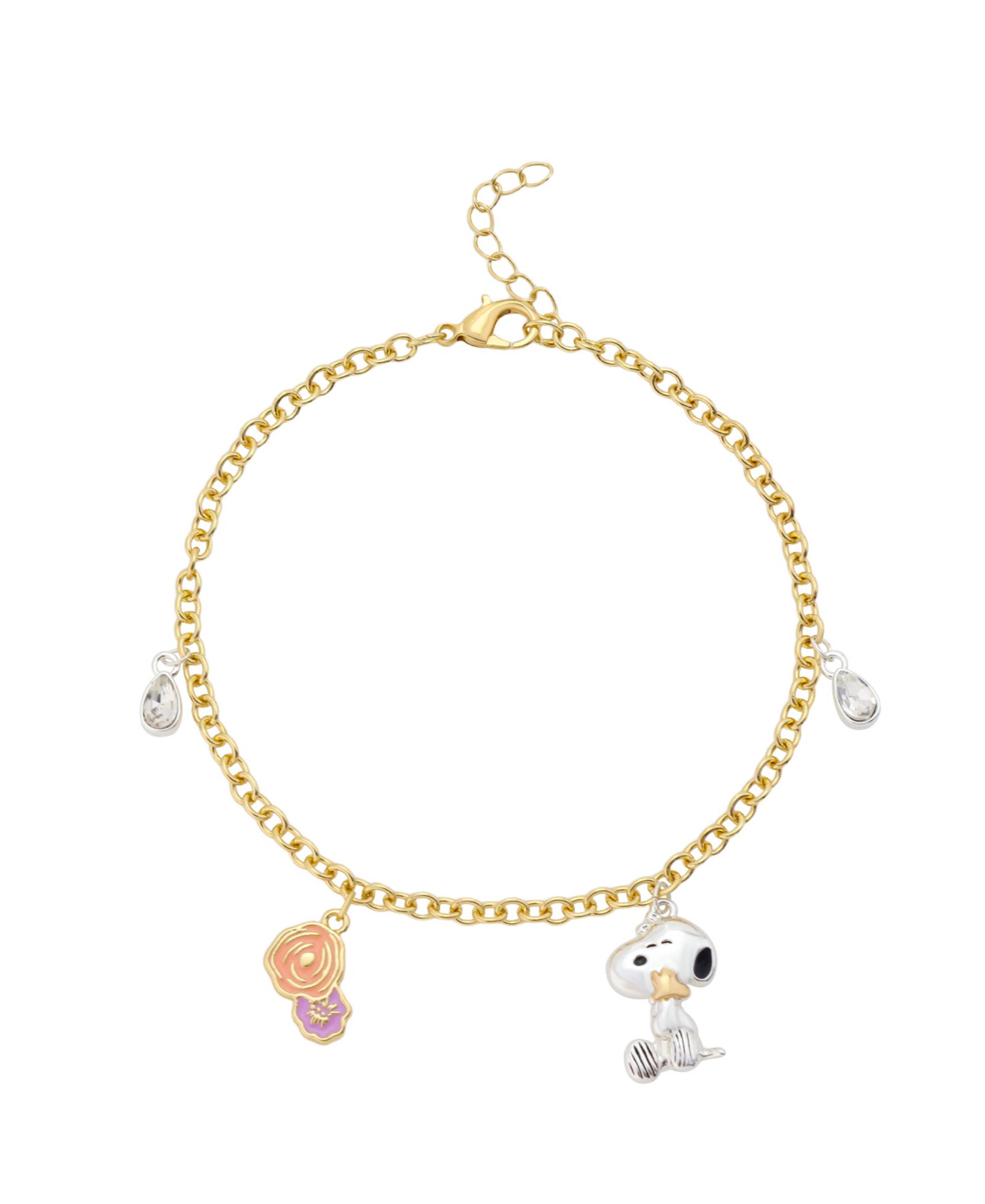 Браслет Peanuts Crystal Snoopy and Woodstock Flower Charm