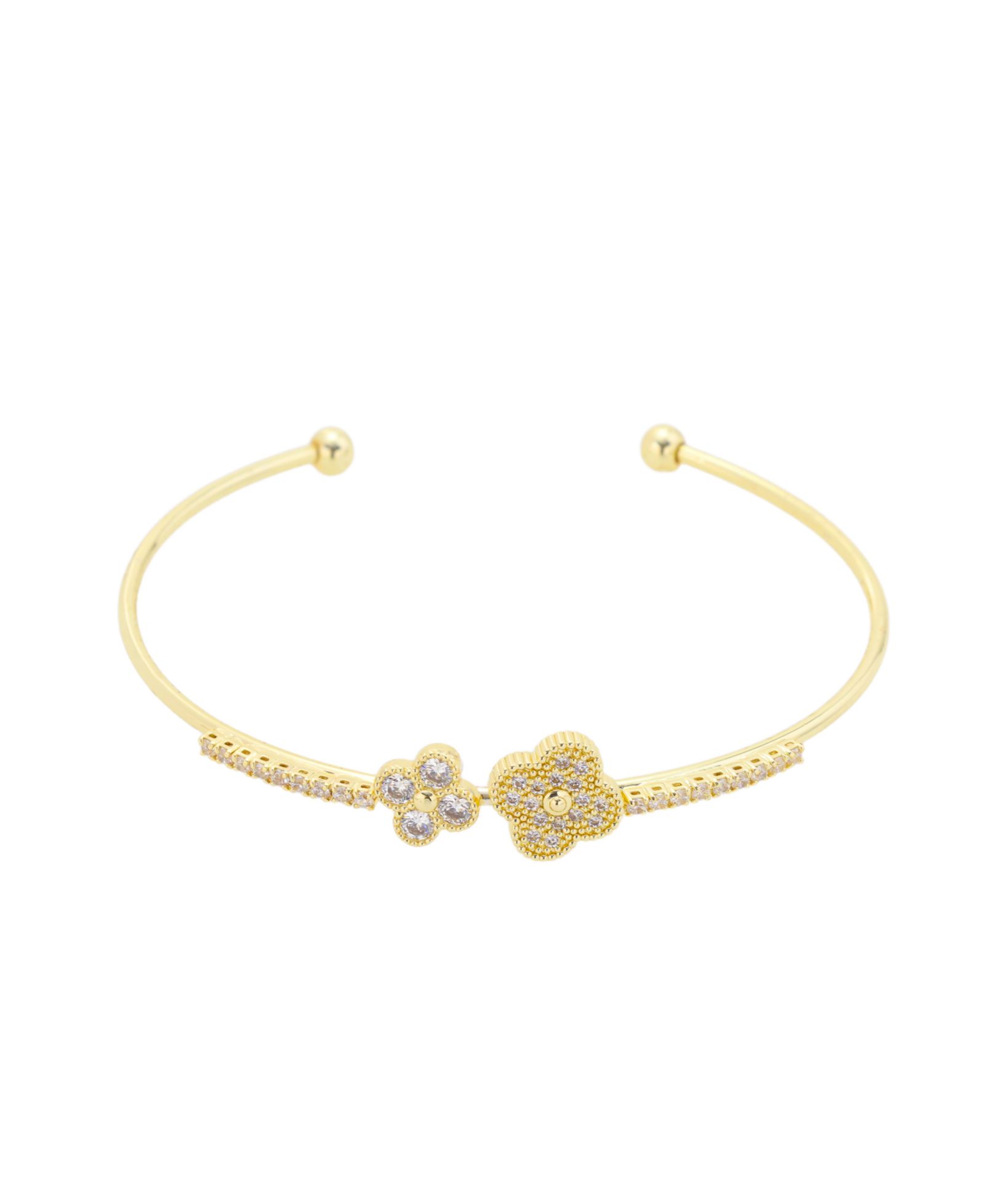 Unwritten Cubic Zirconia Double Clover Cuff Bracelet