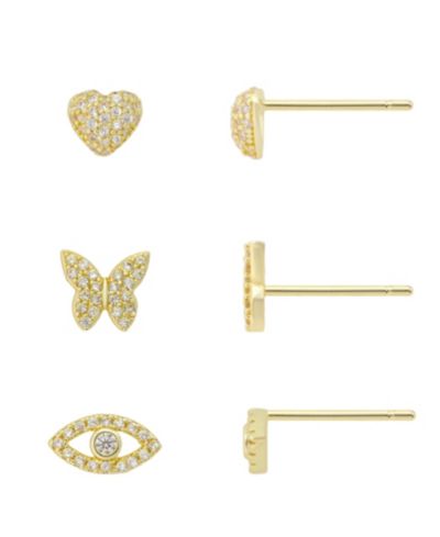 Набор серег Unwritten Cubic Zirconia Heart, Butterfly and Evil Eye Trio