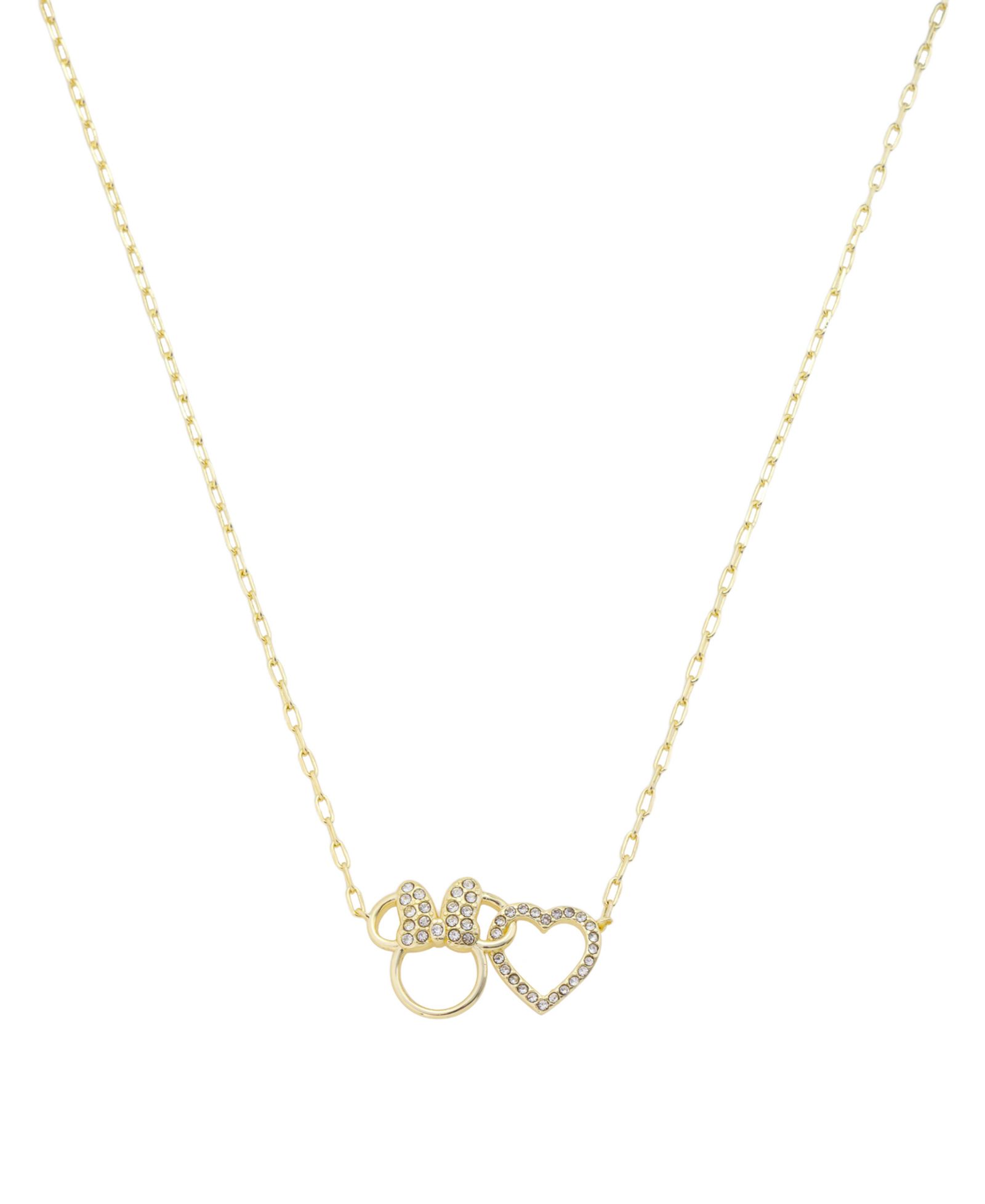 Disney Minnie Mouse Crystal Open Heart and Minnie Pendant Necklace