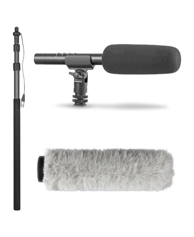 Movo Boom Mic Bundle Supercardioid Shotgun XLR Microphone with Telescoping Boom Pole