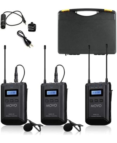 Movo WMX-20-Duo Wireless Lavalier Microphone System Compatible with DSLR Cameras