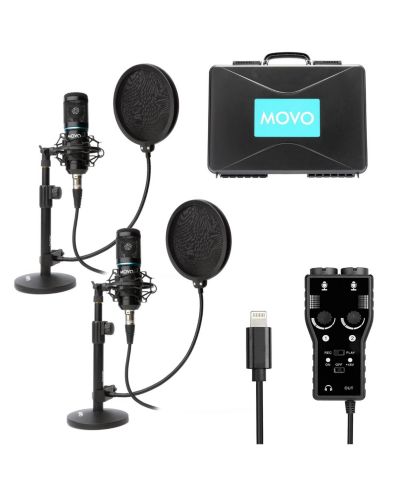 Комплект оборудования для подкастов Movo iPhone - совместим с iPhone, iPad, iOS (Lightning)