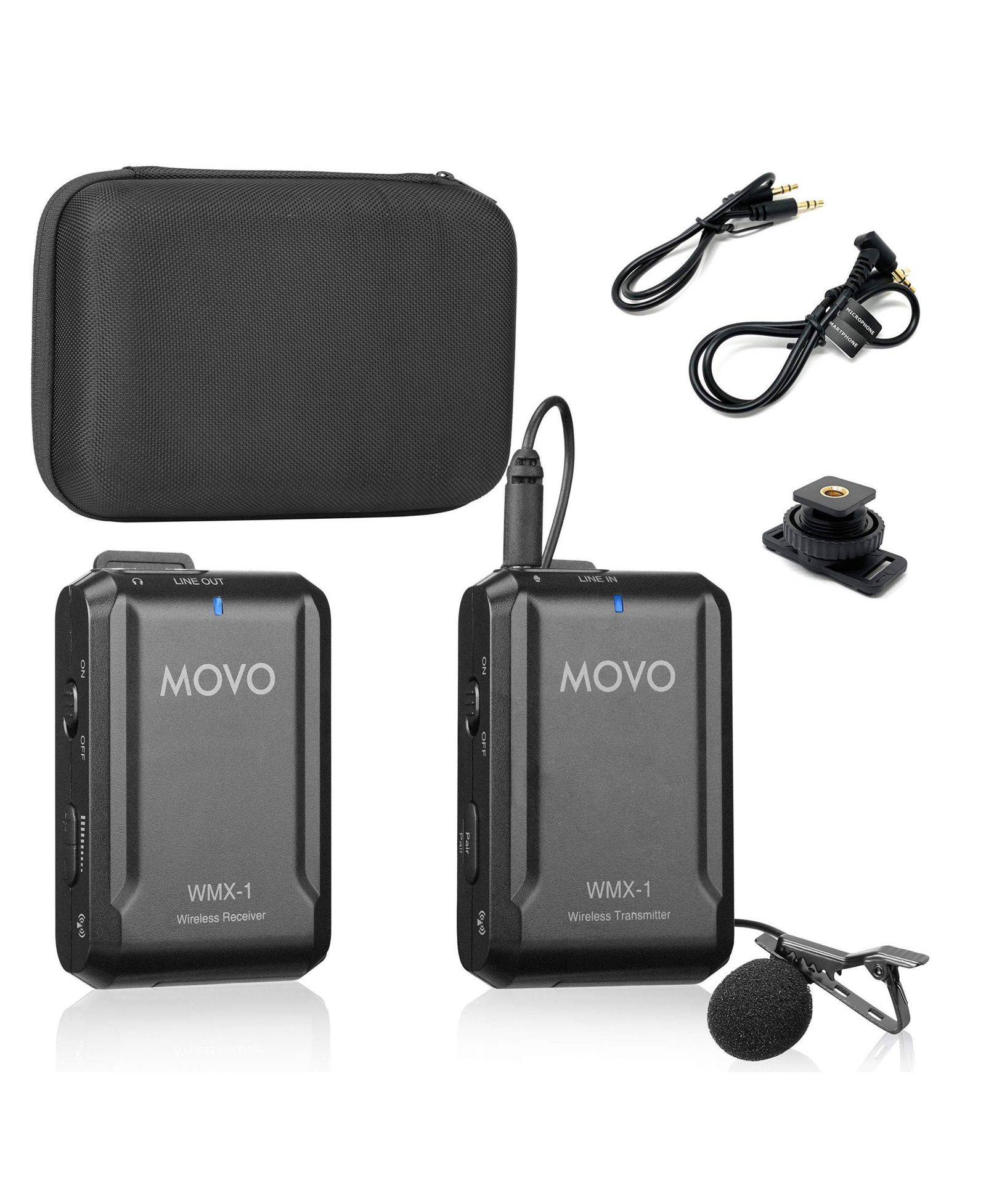 Movo WMX-1 Wireless Lavalier Microphone System for Cameras and Smartphones