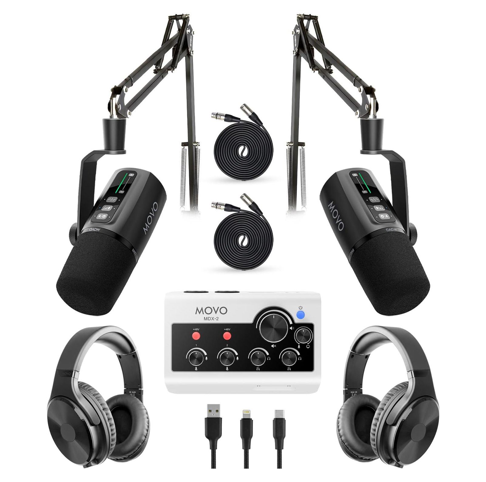 Movo PodPro+AH Portable Podcast Equipment Bundle with Studio Headphones