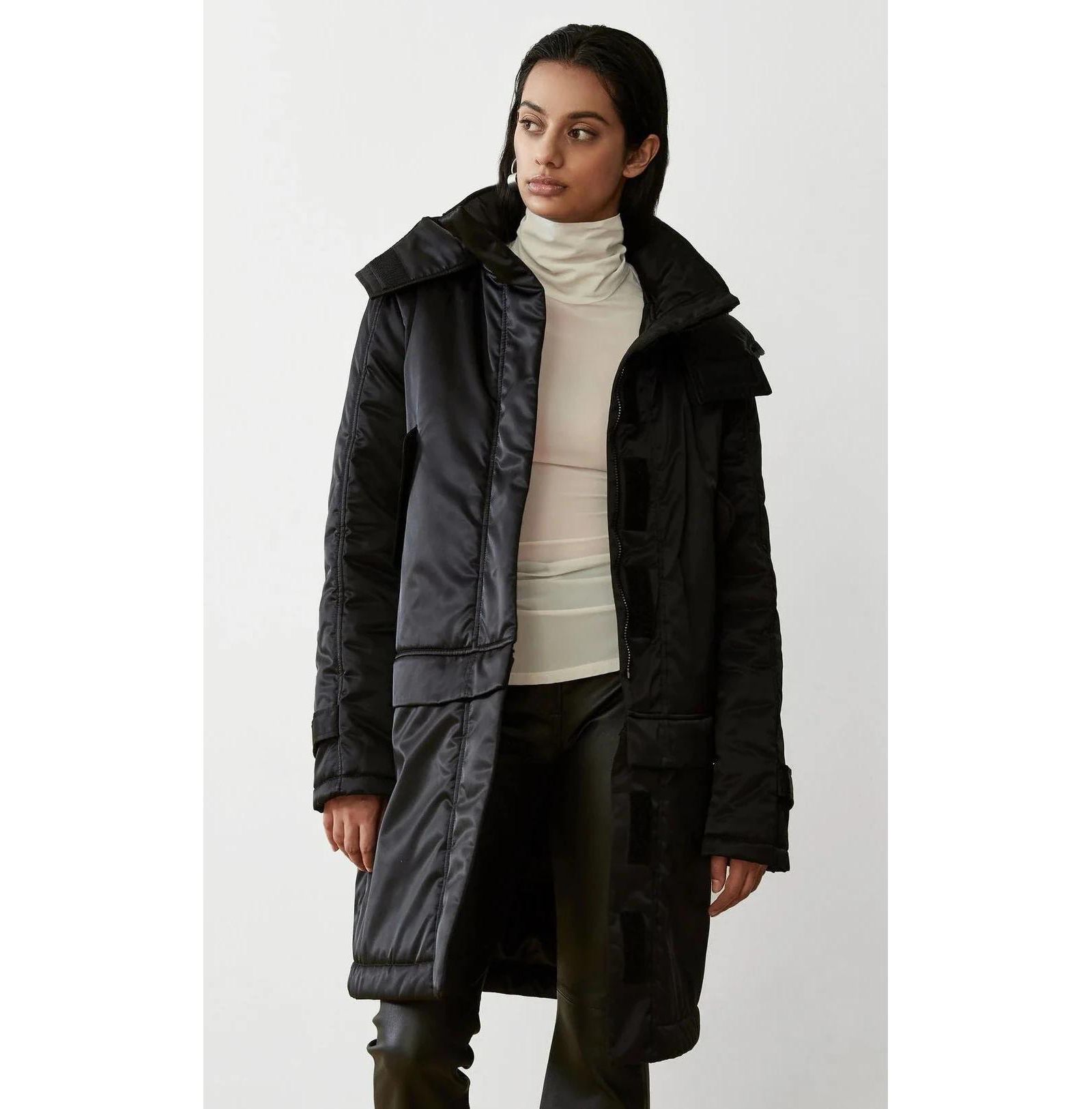 CAALO Women's Convertiable satin down coat