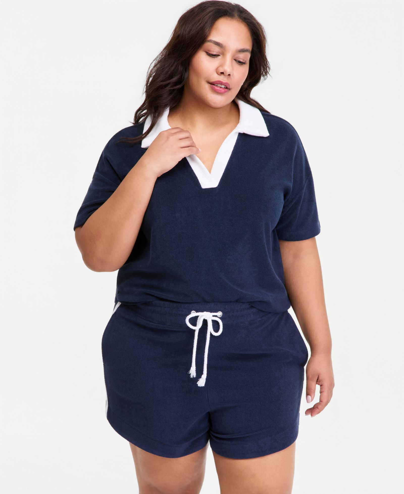Женский топ On 34th Trendy Plus Size Terry Collared