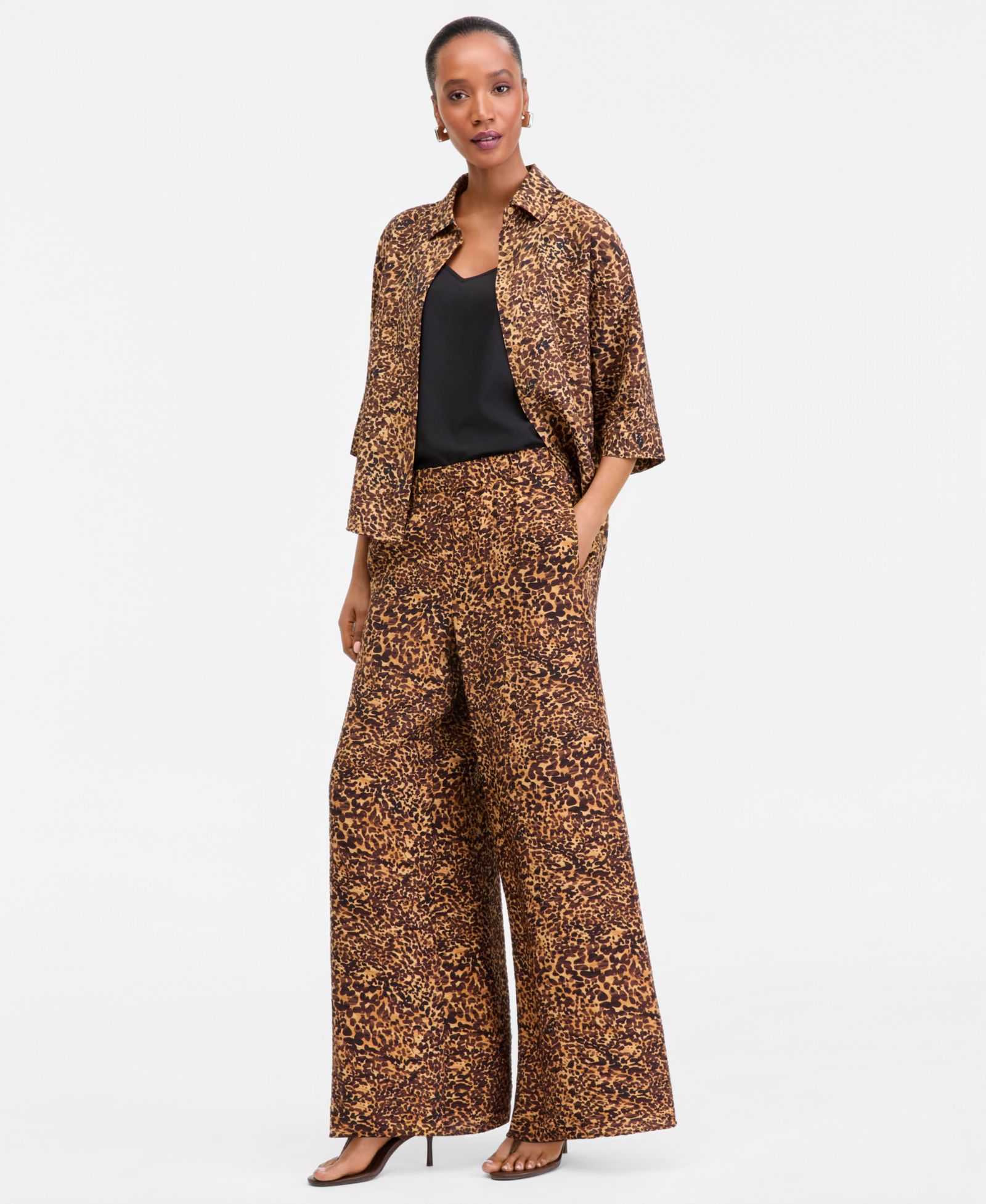 I.N.C. International Concepts Женские брюки Animal-Print с высокой посадкой и широкими штанинами